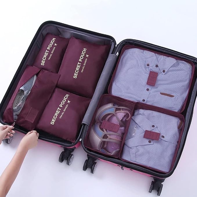 Packing Organizers Packing Cubes for Suicase 7 Set Travel Luggage Organizer Bags for Suitcases (Wine Red) - Image 5