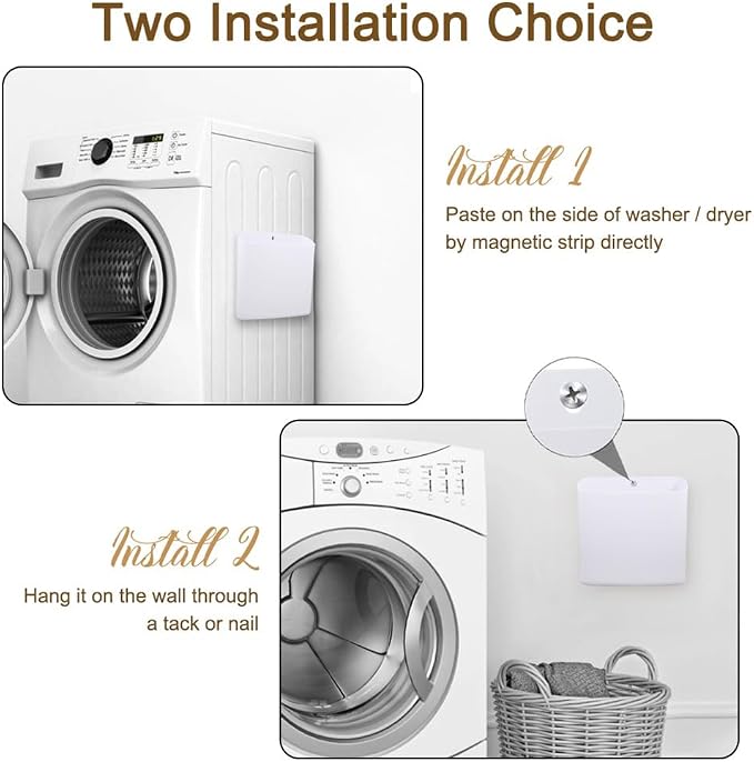 Picowe Magnetic Laundry Storage, Large Lint Holder Bin, Space-Saving Trash Container Hanging on Dryer, Washer or Wall Mount (Gray White) - Image 6