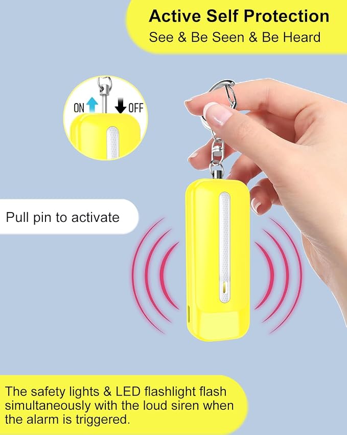 Personal Alarm for Women, Rechargeable with Safety Lights & Low Battery Notice, 130dB Siren with Extra Bright LED Flashlight Strobe Light for Emergency, Dual Light Sources Safety Keychain - Image 2