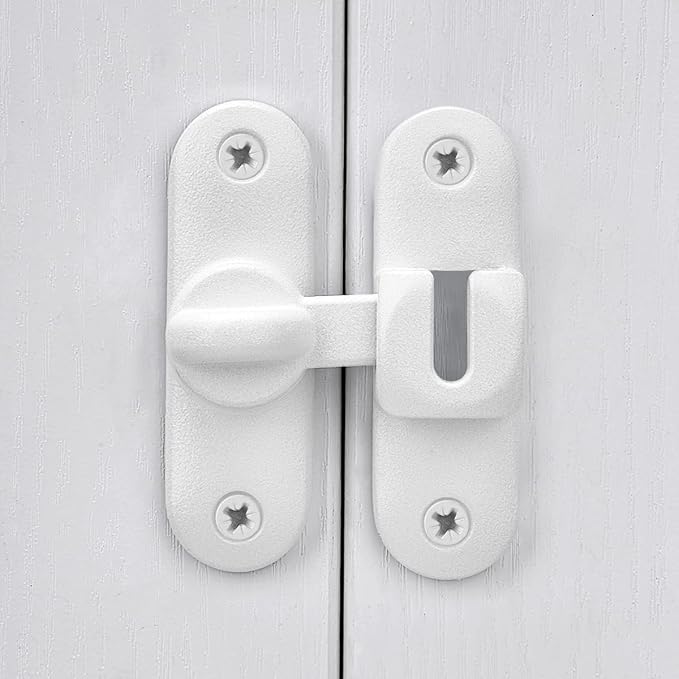 Matte White 90/180 Degree Barn Door Latches,Flip Gate Lock | Zinc Alloy Flip Gate Latches,Right Angle Door Lock,for bedroom,garage,sliding door,window,cabinet,drawer,pet enclosures - Image 5
