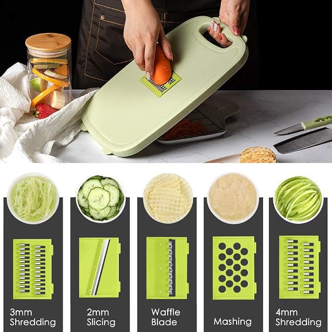 Gintan Camping Cutting Board, 9-in-1 Collapsible Chopping Board with Colander, Kitchen Vegetable Washing Basket for Camping, Camping Gifts Camping essentials for RV Campers (Blue Green) - Image 6