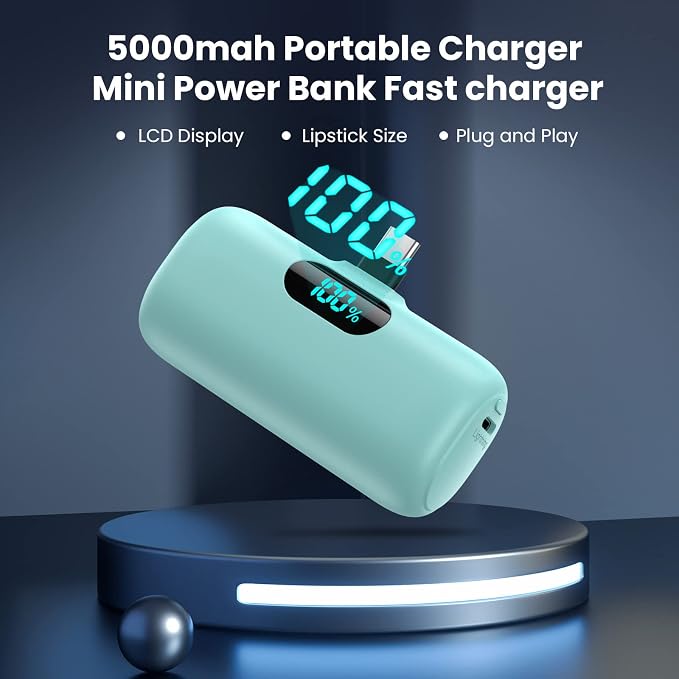 [2-Pack] Mini Portable Charger 5000mAh Power Bank,3A PD USB C Cell Phone Portable Power, LCD Display Battery Pack Compatible with iPhone 17/17 Air/16/16 pro/15/15 pro Max/Android/Samsung/Moto/LG etc - Image 6