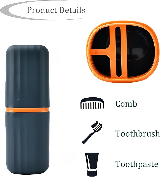 Toothbrush Cup Toothbrush Holder with Cover Travel Boothbrush Holder Portable Toothbrush Case and Carrier for Bathroom School Business Trip (Blue) - Image 2