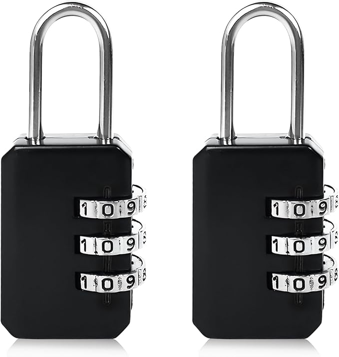 2-Pack Customizable Black Luggage Locks – Set Your Own Combination, Secure Travel Padlocks for Suitcases, Backpacks, and Bags by Unknown