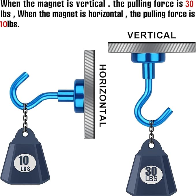 DIYMAG Magnetic Hooks 20pcs 30lbs+ Cruise Essentials 2026 Magnet Hook Blue | Neodymium Heavy Duty Strong Magnets Hanging Ship Cabins Refrigerator Fridge Classroom Beach Vacation Kitchen Grills Home Tool - Image 3