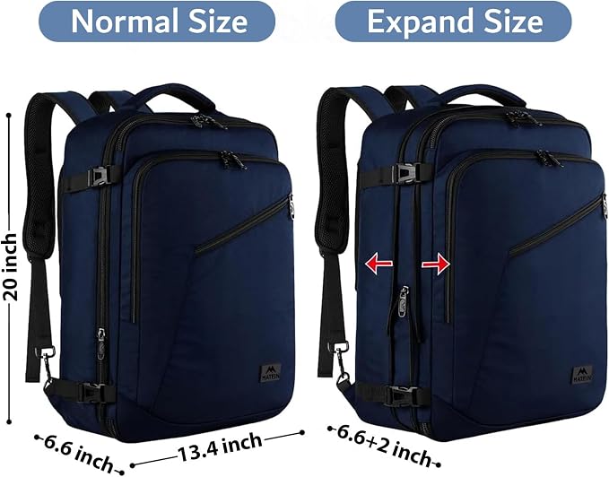 MATEIN Blue Extra Large Mens Travel Backpack, Expandable Carry on Backpack | Airline Approved, Water Resistant, Business Casual Daypack for Traveling, International Trip, Gifts for Traveler Teacher - Image 5