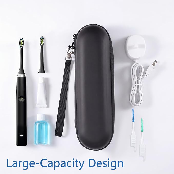 Electric Toothbrush Travel Case for Oral-B Pro/iO | Waterproof EVA Carrying Case with Mesh Pocket & Detachable Wrist Strap Toothbrush Case for Traveling(Black) - Image 6