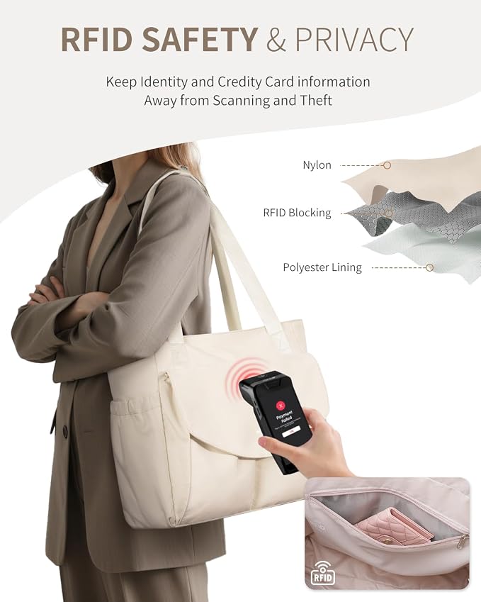 ECOHUB Tote Bag for Women Work Tote Bag with Laptop Compartments Lightweight Shoulder Bag Handbag for Travel College Teacher - Image 3