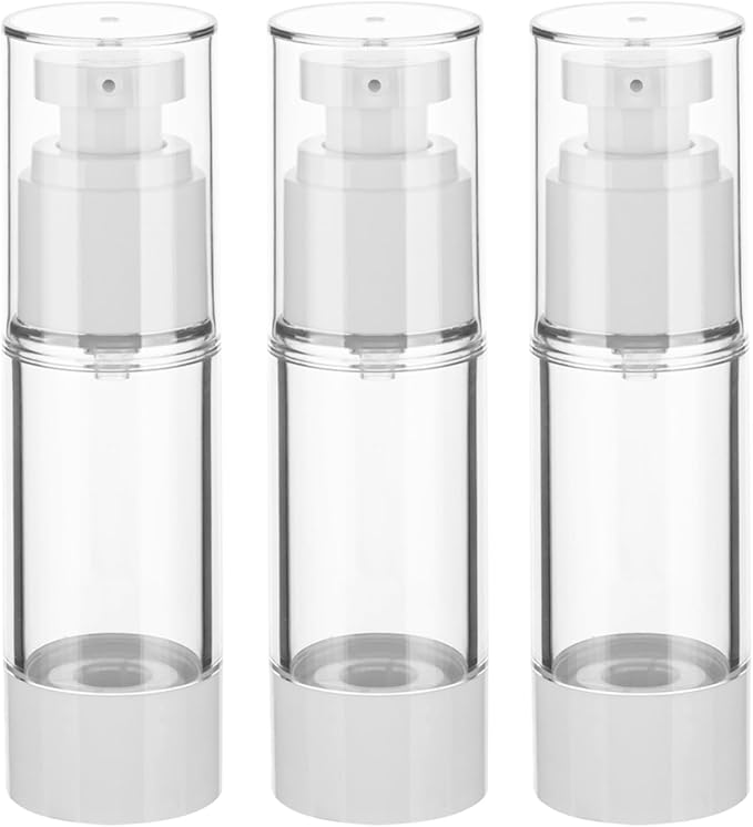 1OZ/30ML Clear Airless Pump Bottles, Lotion Dispenser Travel with Pump, Vacuum Plastic Travel Size Lotion Bottle for Foundation, Creams, Cosmetic(3 Pack) by Weareyourgoodpartners