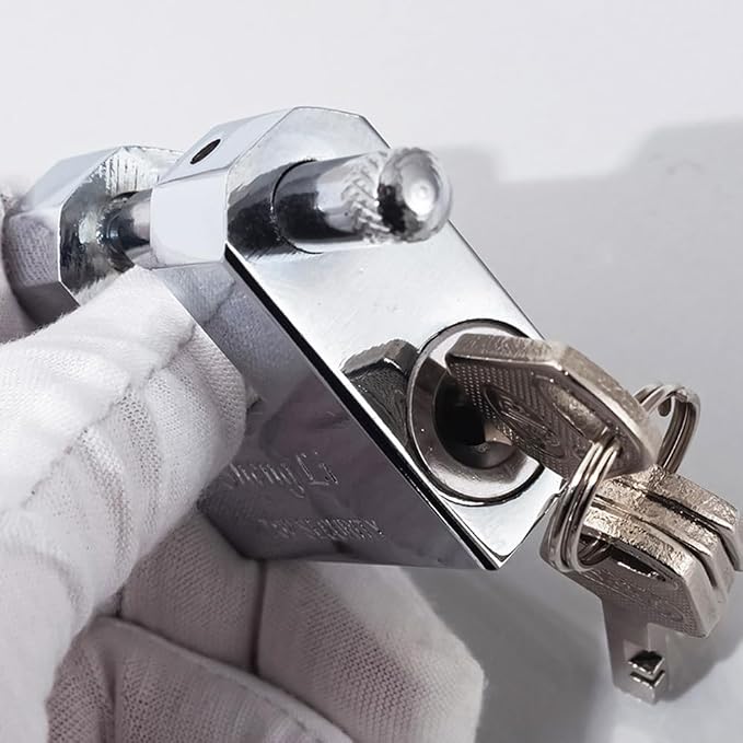D-Shaped Big Heavy Duty Chrome-Plated Padlock with key,high security shipping container padlocks,bolt cutter proof lock,10mm Thick large padlock for outdoor,Waterproof and theft-proof chain lock(70mm) - Image 4