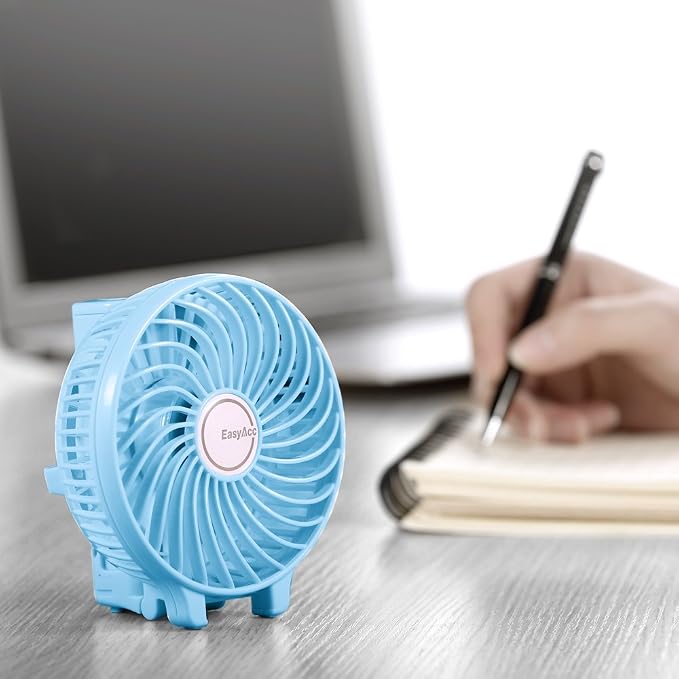 EasyAcc Mini Handheld Fan, Personal Cooling Fan Folding USB Desk Fan Small Portable Table Fan for Travel Camping Outdoors Office Home - Blue… - Image 3