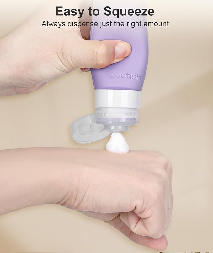 Quatish Travel Bottle for Toiletries 6 Pack, Original Patented Leakproof 3oz Tsa Approved Travel Size Container, BPA Free Silicone Shampoo and Conditioner Bottle, Cruise Camping Essentials, Periwinkle - Image 3