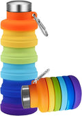 Collapsible Water Bottles,16oz Capacity Portable Reusable Silicone Water Bottle,Leak-proof,with buckle,foldable storage,Lightweight Durable for Fitness,Cycling,Sports,Camping,Hiking(Rainbow) by Unknown