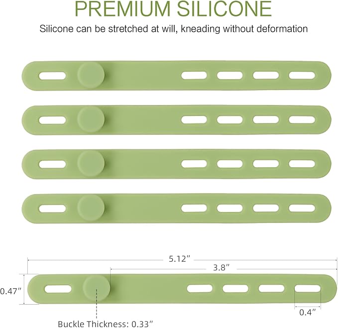 Donruby 24Pcs Silicone Cable Ties - Reusable & Washable with Locking Buckles, Adjustable Fastening Cable Management Straps, Multi-Purpose High Elasticity Cord Organizer (Matcha Green) - Image 2