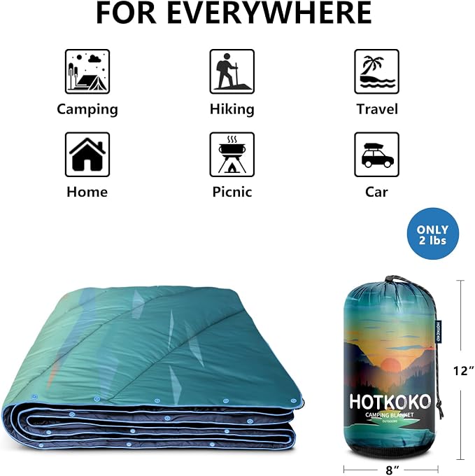 Puffy Camping Blanket,Large Camp Blanket Outdoor Camping Quilt Waterproof | Lightweight Printed Warm Packable Down Alternative Blanket for Camping,Traveling, Stadium, Hiking, Picnics - Image 7