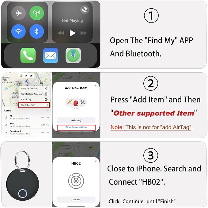 Key Finders, Luggage Tracker Tag Works with Find My (iOS only), Item Locator for Keys, Wallet, Suitcase,Bicycle and More, Replaceable Battery, IP67 Waterproof, Black, 1 PACK - Image 7