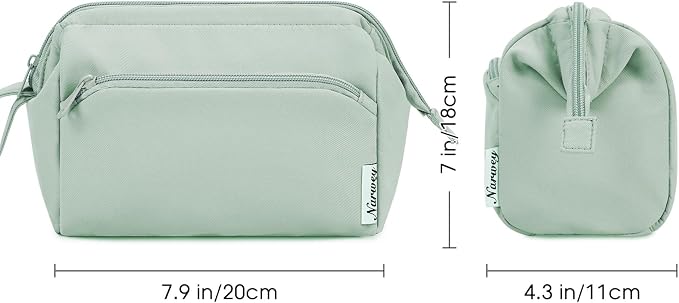 Narwey Wide-open Makeup Bag Women Girls, Travel Toiletry Bag for Women Cosmetic Bag Organizer Make up Bag with Compartments Toiletries Medicine Bag (Mint Green) - Image 6