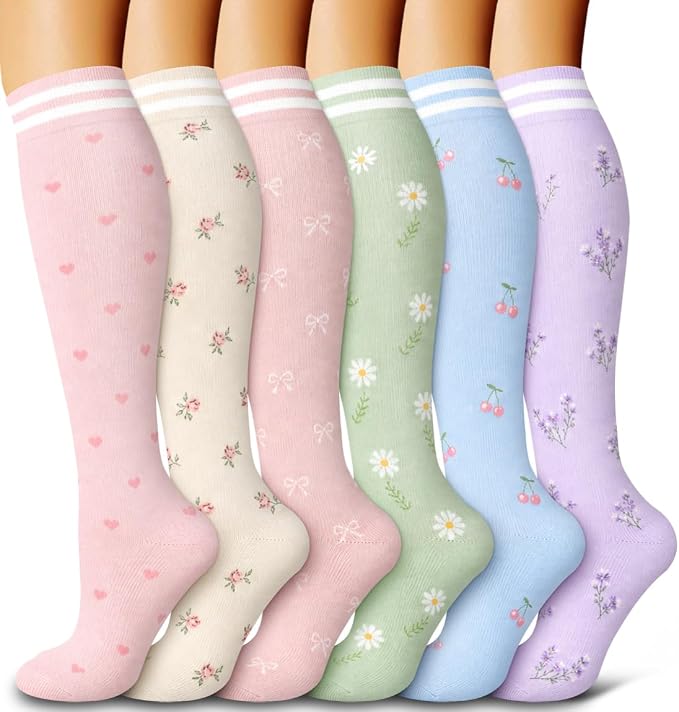 6 Pack Copper Compression Socks for Women and Men Circulation-Best Support for Medical,Running,Nursing,Athletic by Bluemaple