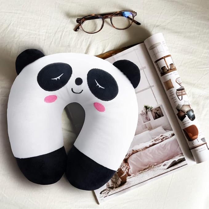 EKDJKK Travel Pillow for Kids, Cute Animal Neck Pillow Support U Shaped Cushion Plush Soft Rest Reading Pillow Sleeping Pillow for Airplane Train Car (Panda) - Image 6