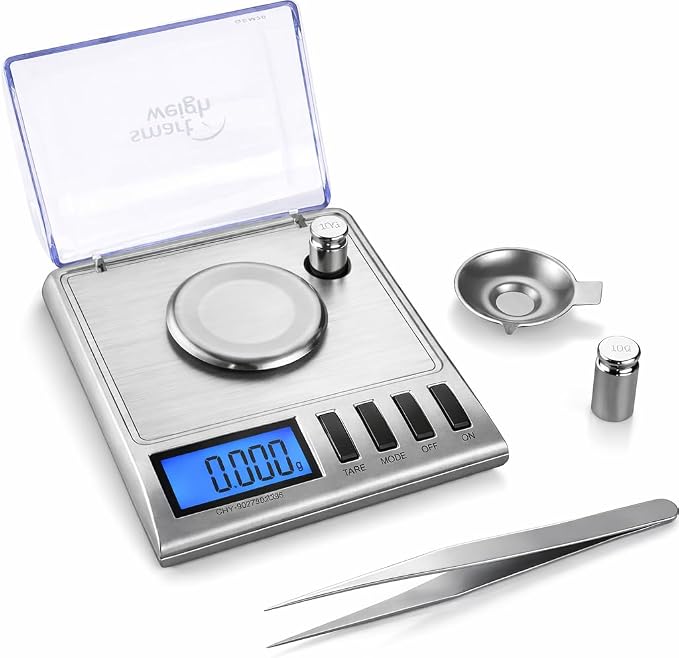 Smart Weigh GEM20-20g x 0.001 Grams, High Precision Digital Milligram Jewelry Scale, Reloading, Jewelry and Gems Scale, Calibration Weights and Tweezers Included by SmartWeigh