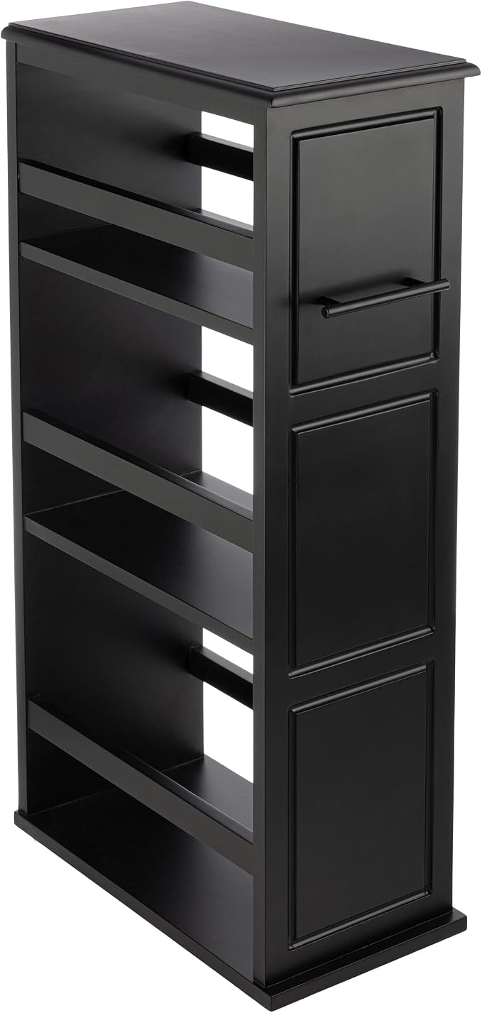 Lavish Home 3 Tier Slim Utility Rolling Storage Cart, Black, 16.7”W x 9”D | Narrow Rolling Cart Storage Organizer with Handle and Wheels for Bathroom, Laundry Room, and Kitchen, Pull-Out Home Organizer - Image 8