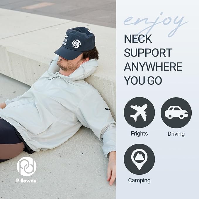 Pillowdy Travel Hoodie with Built-In Inflatable Neck Pillow for Flights - Image 7
