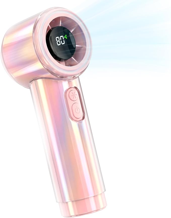 Handheld Fan, 12H Runtime Portable Rechargeable Personal Turbo Fan | 100 Speed, 15000RPM Powerful Battery Operated Hand Held Fan, Summer Essentials for Women Beach Travel Outdoor Pink by Unknown
