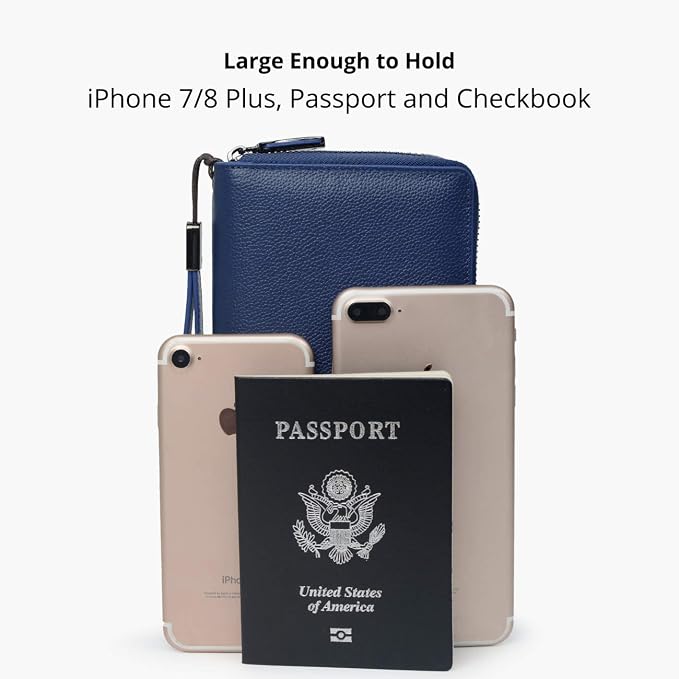 Bveyzi Women RFID Blocking Wallet Leather Zip Around Phone Clutch Large Capacity Ladies Travel Purse Wristlet - Image 7
