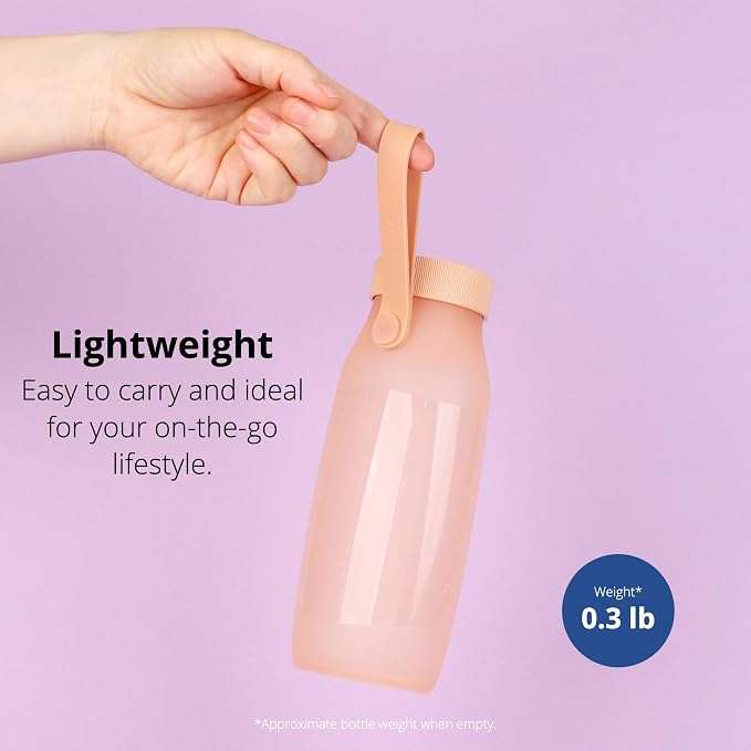 BLUE GINKGO Collapsible Water Bottle [2-Pack] – Lightweight, Foldable Silicone Bottles for Travel, Hiking, and Camping (16.9oz, Made in Korea, Peach) - Image 4