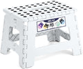Delxo 9 Inch Kids Step Stool,300 Lbs Folding Step Stool for Toddler White | Foldable Step Stool,Non-Slip Foot Stools with Handle, Lightweight Collapsible Stool for Kitchen,Bathroom,Bedroom,Garden by Delxo