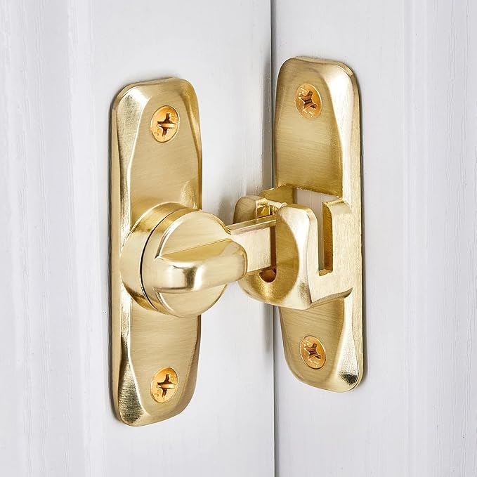 2 Packs Gold Barn Door Latches,90/180 Degree Gate Lock_B | Zinc Alloy Right Angle Door Lock Latch,Flip Gate Latches,Sliding Door Latch Lock,for Cabinets,Fence Gates,Pet Cage - Image 3