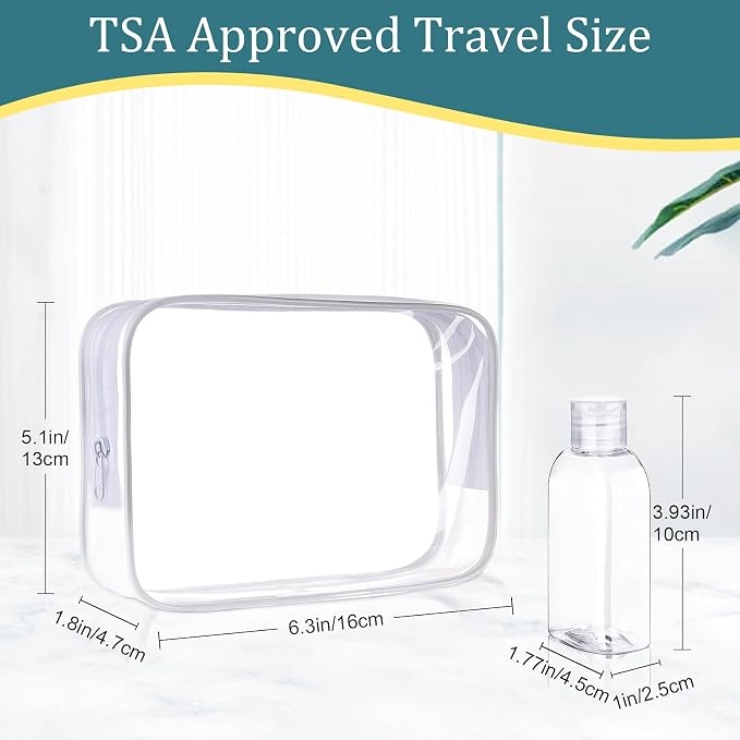 Cosywell 5pcs 3.4oz TSA Approved Clear Travel Shampoo Bottles | Travel Bottles for Toiletries, Leak Proof, Empty Lotion Containers, with Flip Cap, Plastic Squeeze Bottle, and a Toiletry Bag - Image 2
