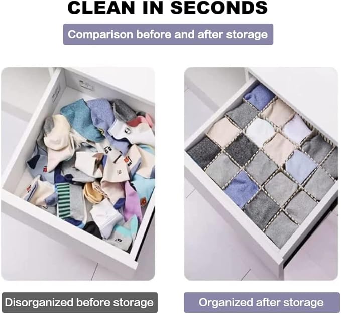 44Pcs Drawer Dividers with Fixing Buckle, Adjustable Drawer Organizer Storage Separator for Clothes, Cutlery, Socks, Underwear, Makeup, Dresser, Kitchen, Bedroom, Office, Bathroom, 14.5 * 2.75in - Image 6