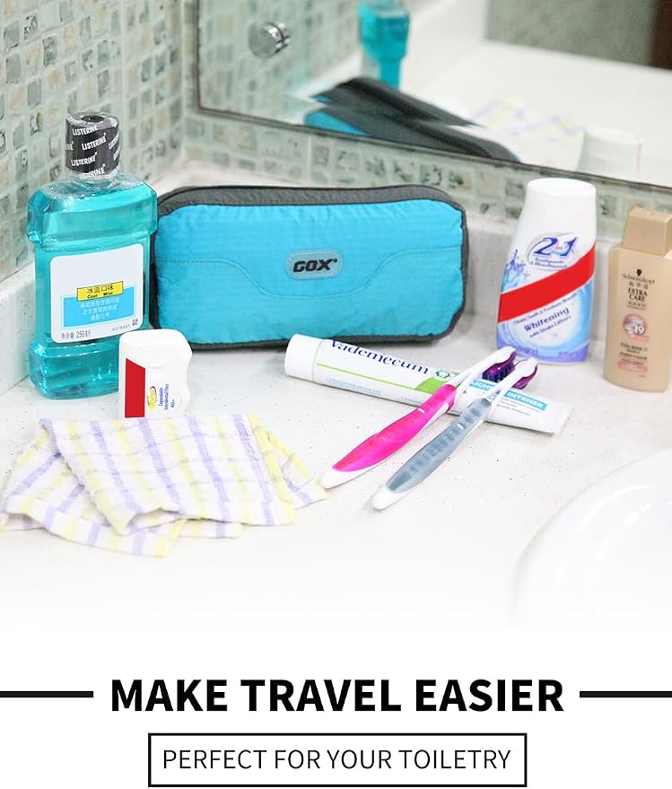 GOX Travel Small Toiletry Bag for Men Nylon Dopp Kit Medicine Bag Travel Organizer Pouch Shave Kits for Teens Toiletry Essentials Bathroom Compact (Turquoise, 7.9 * 3.7 * 2 Inches) - Image 8