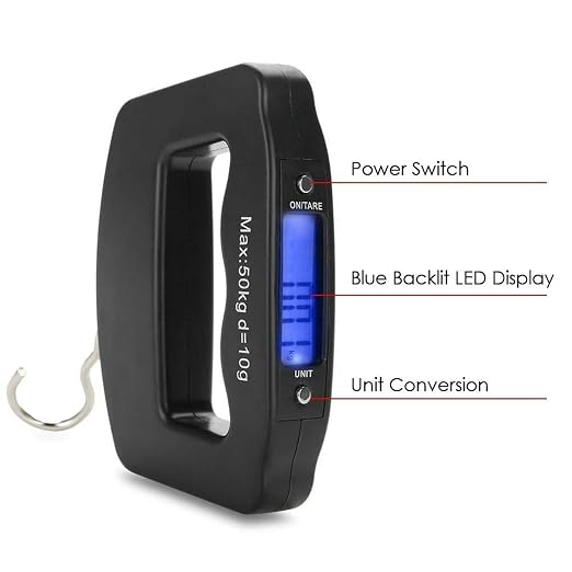 Portable Travel Luggage Electronic Scale, Digital LCD Hanging Box Weighing Scale 110 pounds/50 kilograms, Fishing, Luggage, Gifts (Hooks) - Image 4
