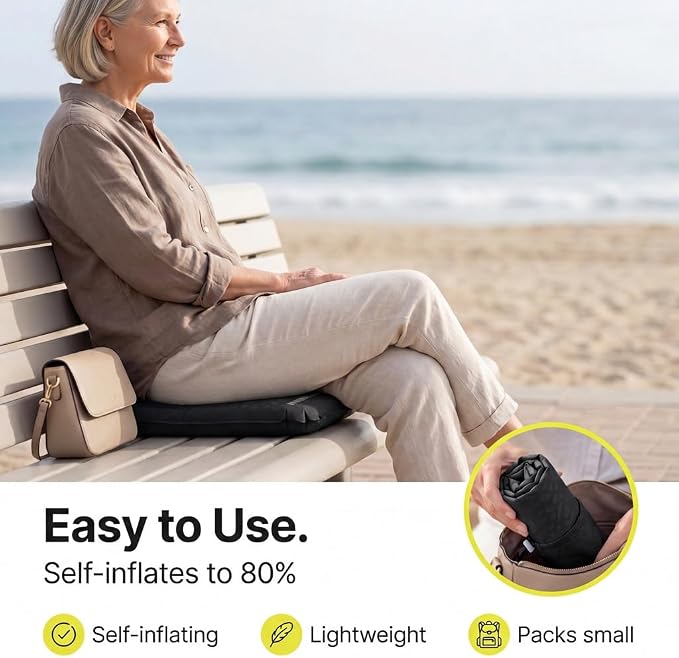 Whispering Winds Inflatable Seat Cushion | Comfortable & Packable Blow-up Foam Pad for Airplane Travel, Stadium Outdoors, Camping, Car & More - Image 6