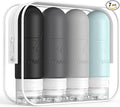ME.FAN Travel Bottles for Toiletries,3oz Silicone Travel Size Containers, TSA Approved Squeezable Portable Split Bottle, Travel Accessories for Conditioner Shampoo Lotion - 4 Pack Gery by MEFAN