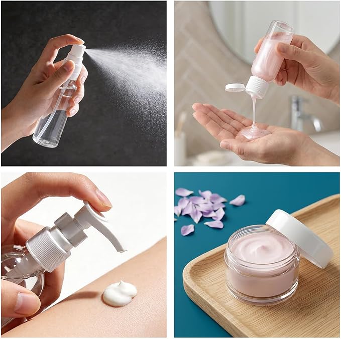 7 Pack Travel Bottles for Toiletries, TSA Approved Travel Size Containers with Toiletry Bag, Leak-Proof Liquid Containers for Shampoo, Conditioner, Lotion and Cosmetic (White) - Image 4