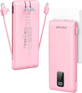 charmast Portable Charger with Built-in Cables and AC Wall Plug | 10000mAh Power Bank with 4 Outputs,USB-C & USB-A Battery Pack,Slim Travel Phone Charger for iPhone,iPad,Samsung,Android by charmast
