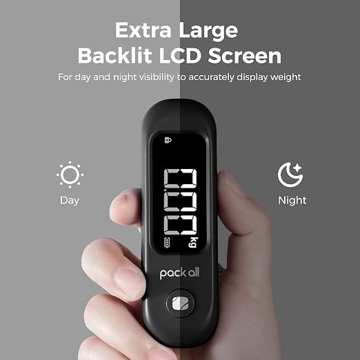pack all Digital Luggage Scale for Travel, 110Lbs Capacity, 0.1Lb Precision | Handheld, Backlit LCD Display, Lb/Kg/Oz Conversion, Tare Function, Battery Included, Black - Image 4
