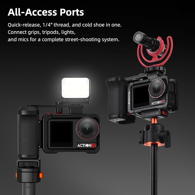 Grip Kit for DJI Action 5 Pro 4 3 (with Cage), Handle Holder Bundle Expansion Mount with Shutter Button, Quick Release Adapter, Cold Shoe for DJI Osmo Action 5 Pro 4 3 Accessories - Image 4