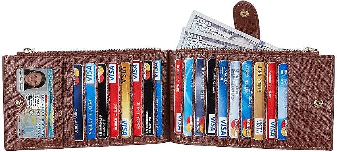 Travelambo RFID Wallet Women Large Size Bifold Multi Card Wallet Case with Zipper Pocke Credit Card Holder for Women - Image 7