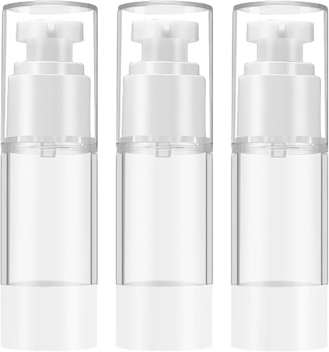 Qeuly 3 Pcs Airless Pump Bottles, 1 oz Travel Size Pump Bottles (SN-30) | Refillable, BPA-Free, Leek Proof Lotion Dispensers for Foundation, Moisturizer, Creams, Cosmetic by Qeuly
