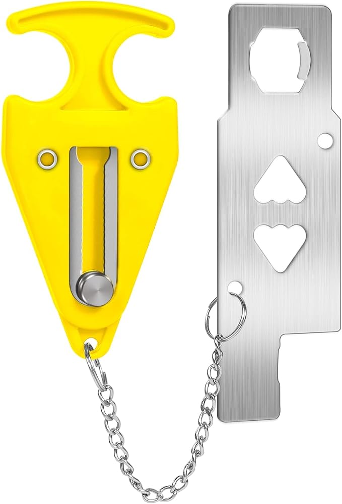 Portable Door Lock Home Security Door Locker Travel Unauthorized Entry School Apartment Hotel (Yellow) by SHUYUE