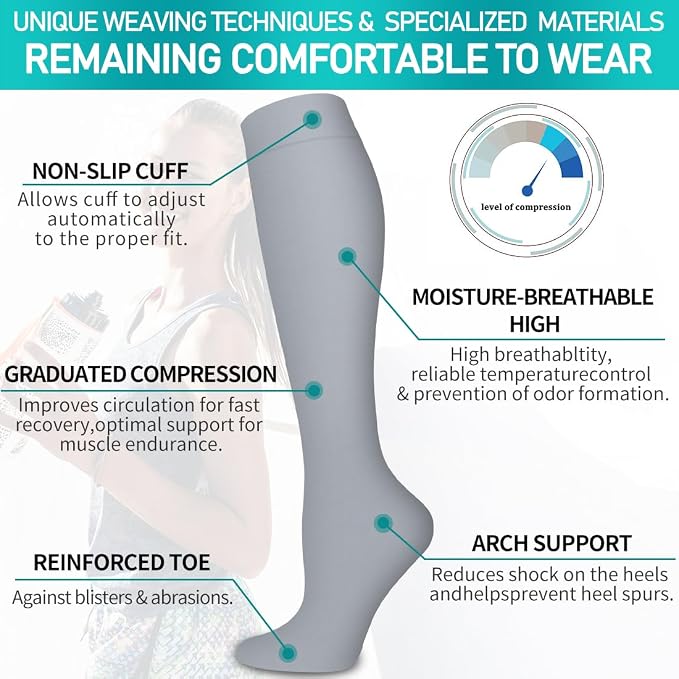 COOLOVER Copper Compression Socks for Women and Men(6 Pairs)-Best Support for Running, Athletic, Travel - Image 5