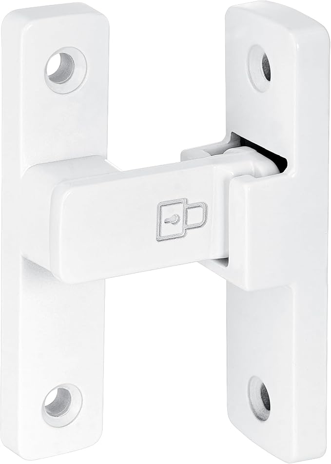White 90 Degree Barn Door Lock ，Right Angle Door Lock Latch | Zinc Alloy Flip Gate Latches,for bedroom,garage,balcony,barn,sliding door,bathroom,window,cabinet,drawer,pet enclosures - Image 5