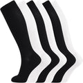 +MD Cotton Compression Socks for Women & Men 4/6 Pairs 15-20mmHg Knee High for Sports, Travel, Nursing Long Sitting Standing by MD