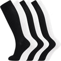 +MD Cotton Compression Socks for Women & Men 4/6 Pairs 15-20mmHg Knee High for Sports, Travel, Nursing Long Sitting Standing by MD