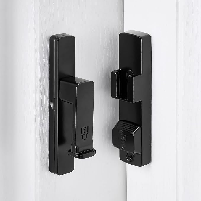 2 Packs Black 90 Degree Barn Door Lock,Flip Gate Latches Hardware | Zinc Alloy Door Lock,Right Angle Door Lock Latch,Sliding Door Latches,for bedroom,drawer,pet enclosures,cabinet,garage,window - Image 6