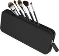 Travel Makeup Brush Holder, Silicone Makeup Brush Bag with Zipper Closure, Makeup Brushes Organizer Case Washable Makeup Pouch Holder Case for Daily, Work, Essentials（Black） by Sakolla